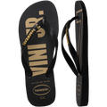 Women's Vini Jr. Golden Top Flip Flops - Black